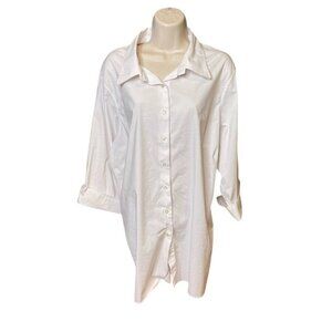 Lands End Womens Button Down White Blouse Plus Size 26 W u